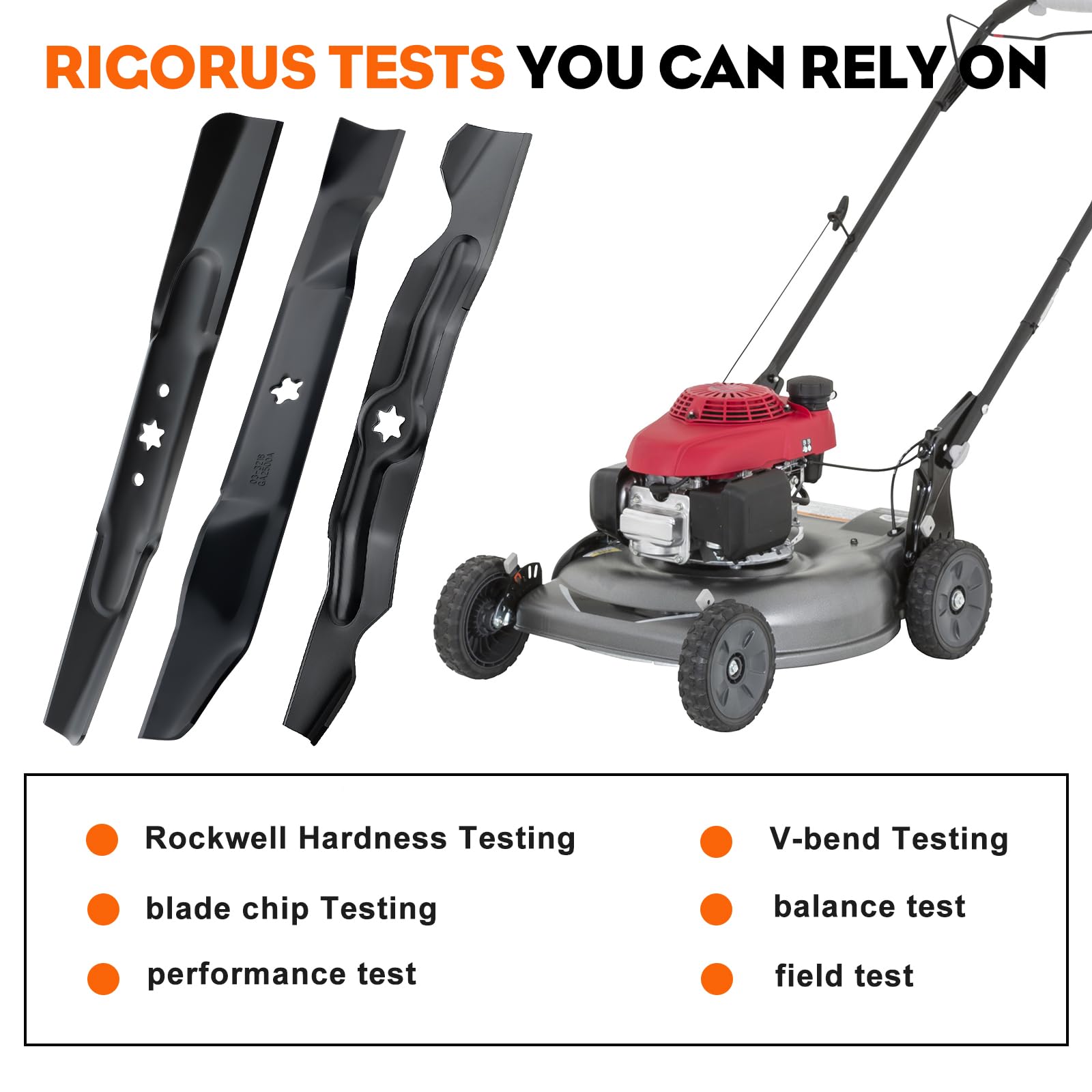 Hipa 08720-vh7-000 Mulching Blade Set for Hon-da HRR2169 HRR2169VKA HRX217 HRX537 GCV160 Series 21 Inch Walk-Behind Mower 72531-VH7-000 & 72511-VH7-000 Blade Kit - Image 7