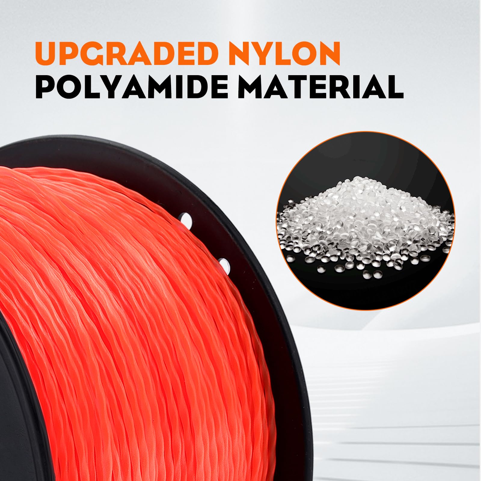 Hipa 095 Inch Trimmer Line,2.4mm/ 0.095" Weed Wacker Eater String, Commercial Grade Round Nylon String Trimmer Line Replacement for String Trimmer Weed Trimmer 3LB, Orange - Image 4