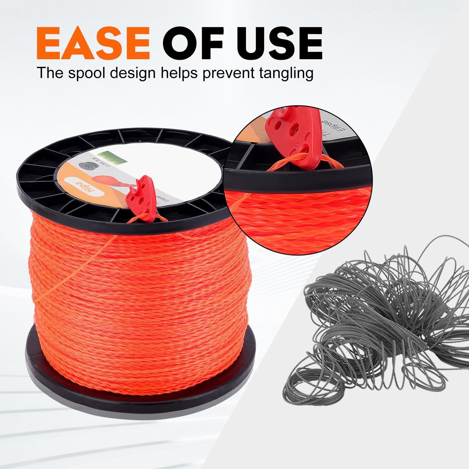 Hipa 095 Inch Trimmer Line,2.4mm/ 0.095" Weed Wacker Eater String, Commercial Grade Round Nylon String Trimmer Line Replacement for String Trimmer Weed Trimmer 3LB, Orange - Image 9