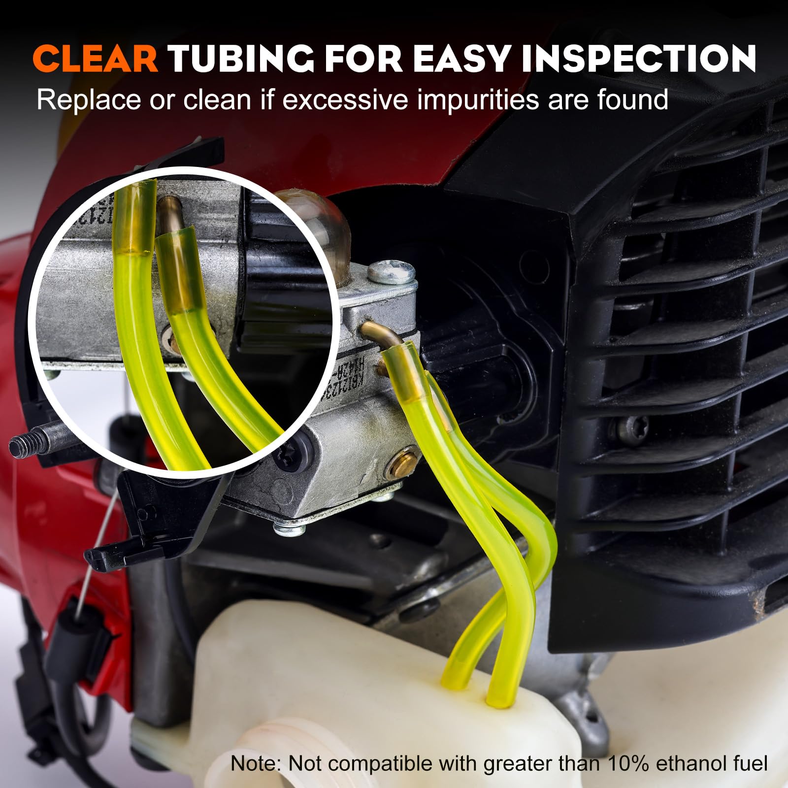 Hipa 1/8 Inch Fuel Line 10-Feet ID 1/8" x OD 1/4" Fuel Hose 3mm x 6mm Oil Line Hose Tube for 2 Cycle Small Engine String Trimmer WeedEater Lawn Mower Chainsaw Leaf Blower Model Parts - Image 5