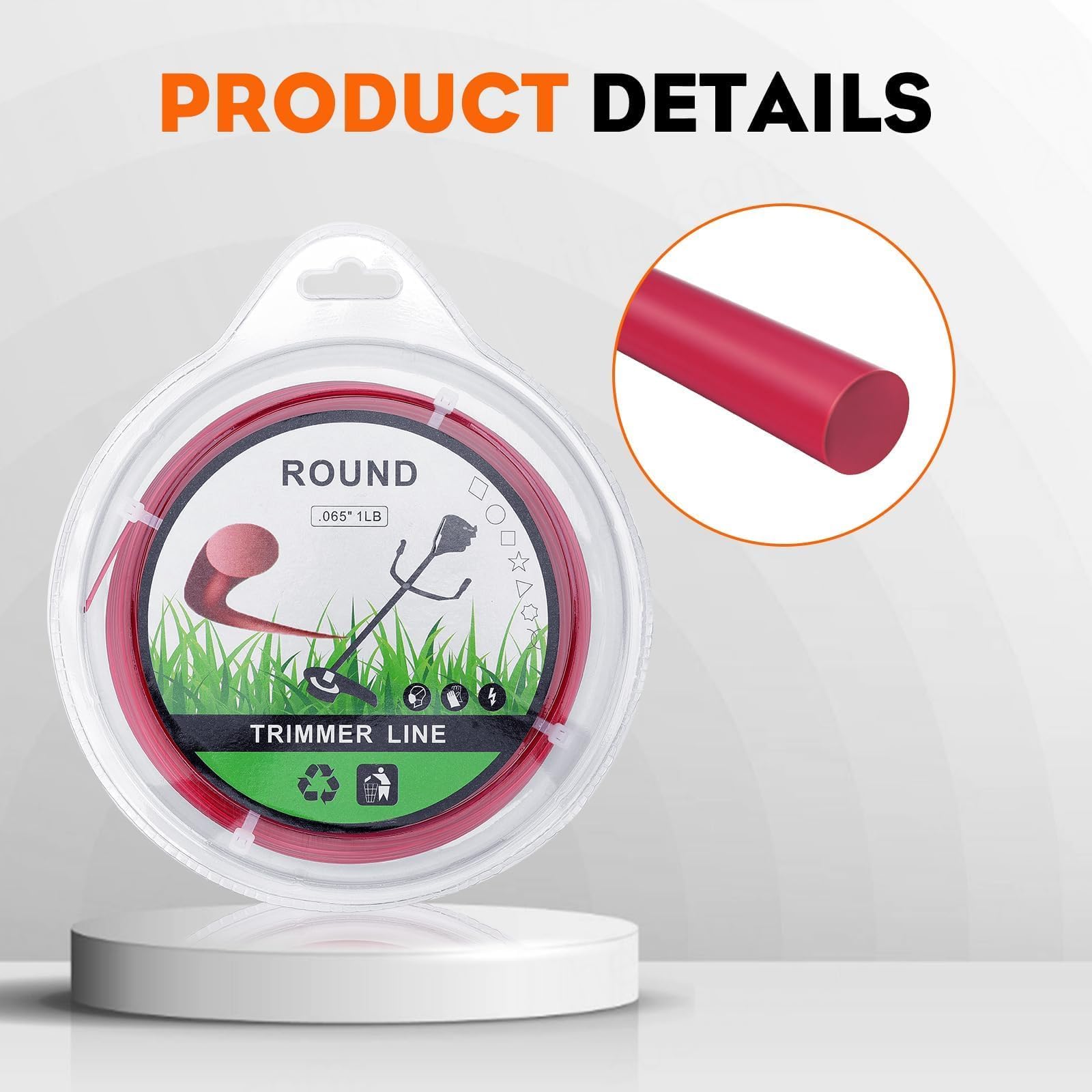 Hipa 1 Pound 1.6mm/ 065 String Trimmer Line 636-Foot Round for Universal Grass Cordless Electric Trimmer Brushcutter Heavy Duty Wire Trimmers Spools 065 Inch Red Trimmer Line - Image 8