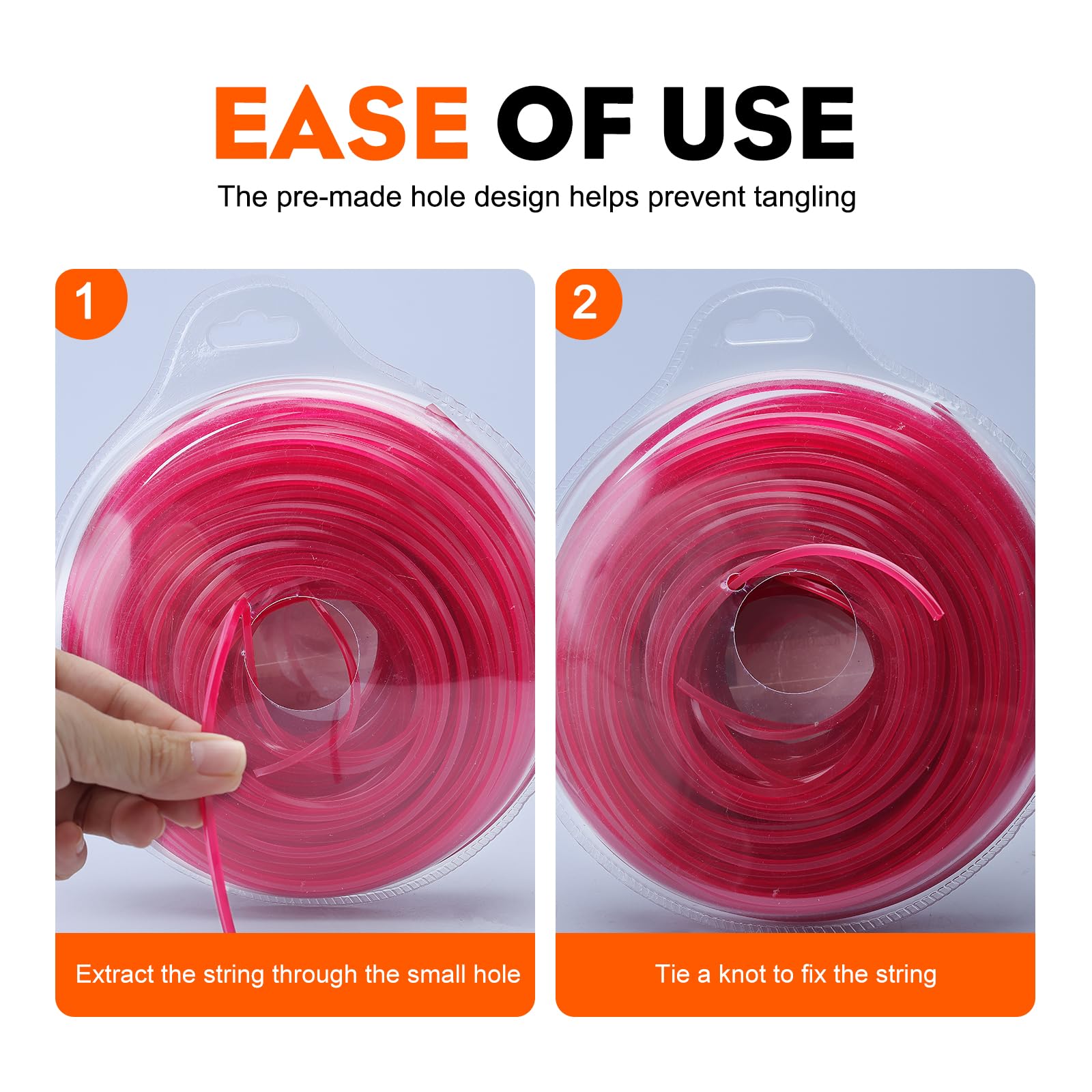 Hipa .105” 1-Pound by 203-foot Trimmer Line Square,Commercial 2.7 mm/105-Inch String Trimmer Line,Weed Eater String 105,Red,SOAK for 24H Before Using - Image 5