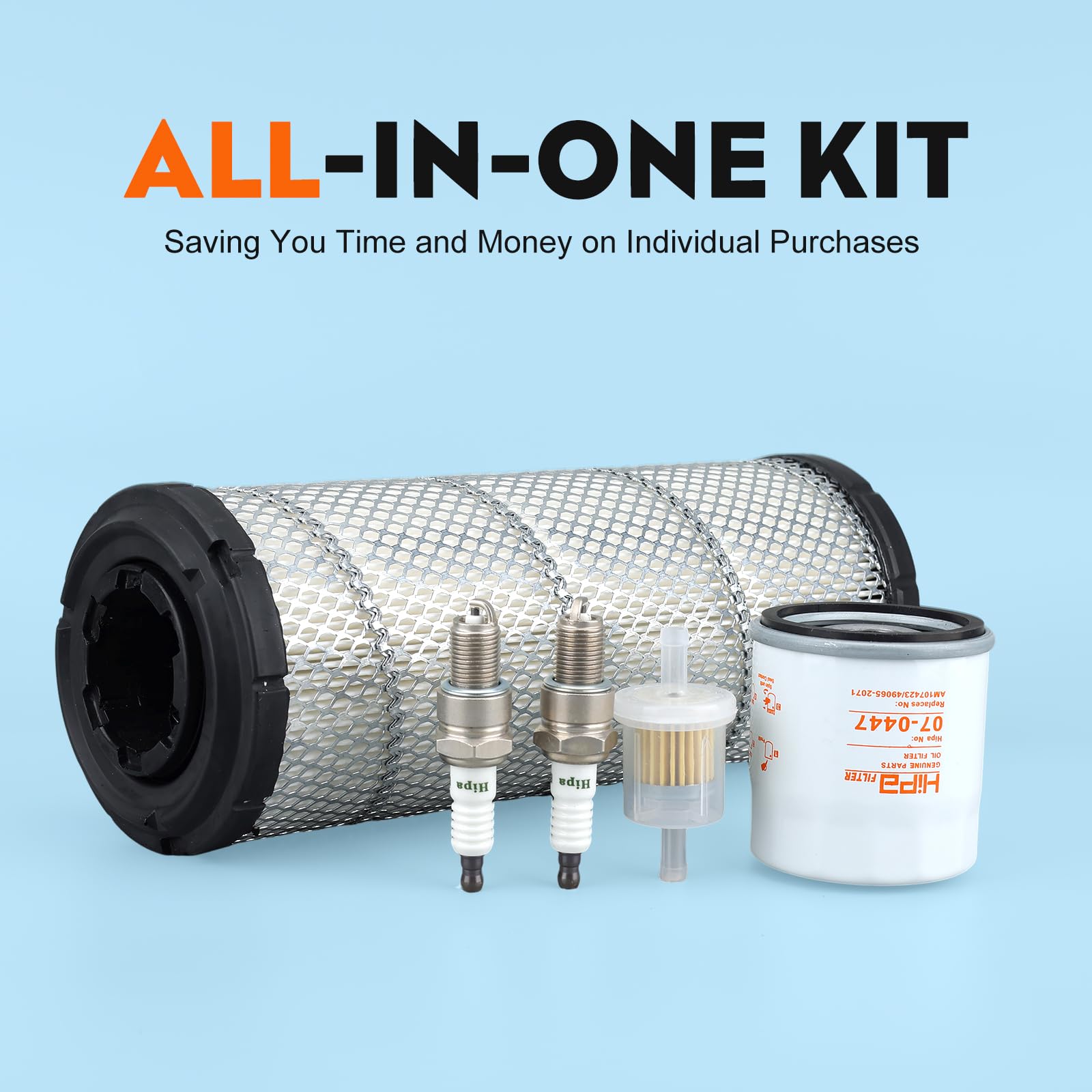 Hipa 11013-7044 11013-7045 Air Filter Tune Up Kit for Kawasaki 11013-7019 11013-7020 FX730V FX850V FH721V FX691V FX801V FH641V FX1000V FH680V FH601V FX751V FD731V FX651V 49065-2071 Oil Filter - Image 3