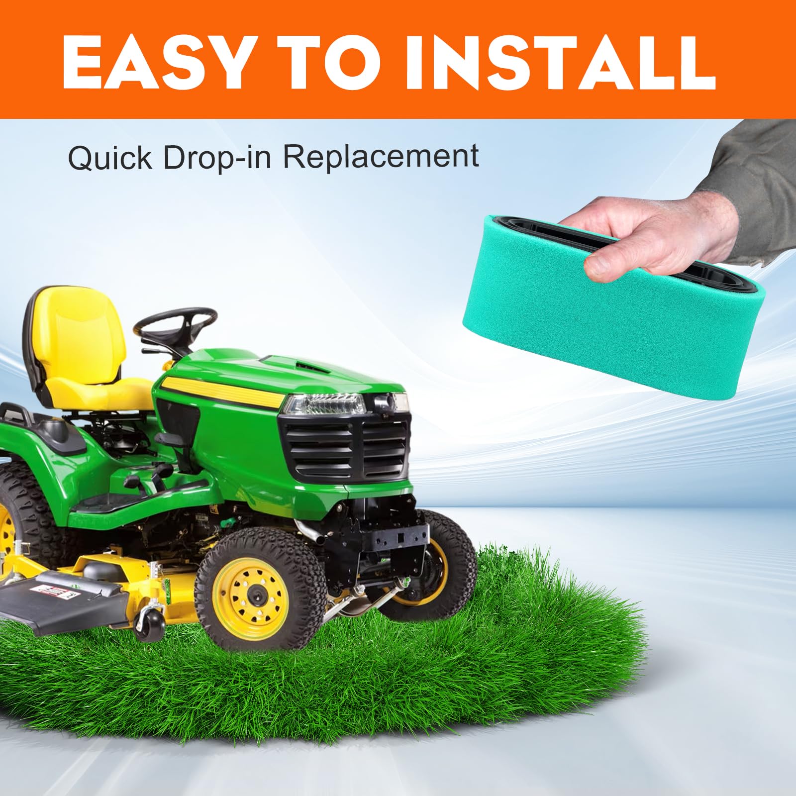 HIPA 2 Pack 496894 493909 Air Filter for brigs straton 496894S 496894 5053B 5053D 5053K with 272403S 272403 4142 Pre Filter, Fits John Deree 12.5-17 HP Craftsman 24151 Lawn Mower Air Cleaner - Image 6