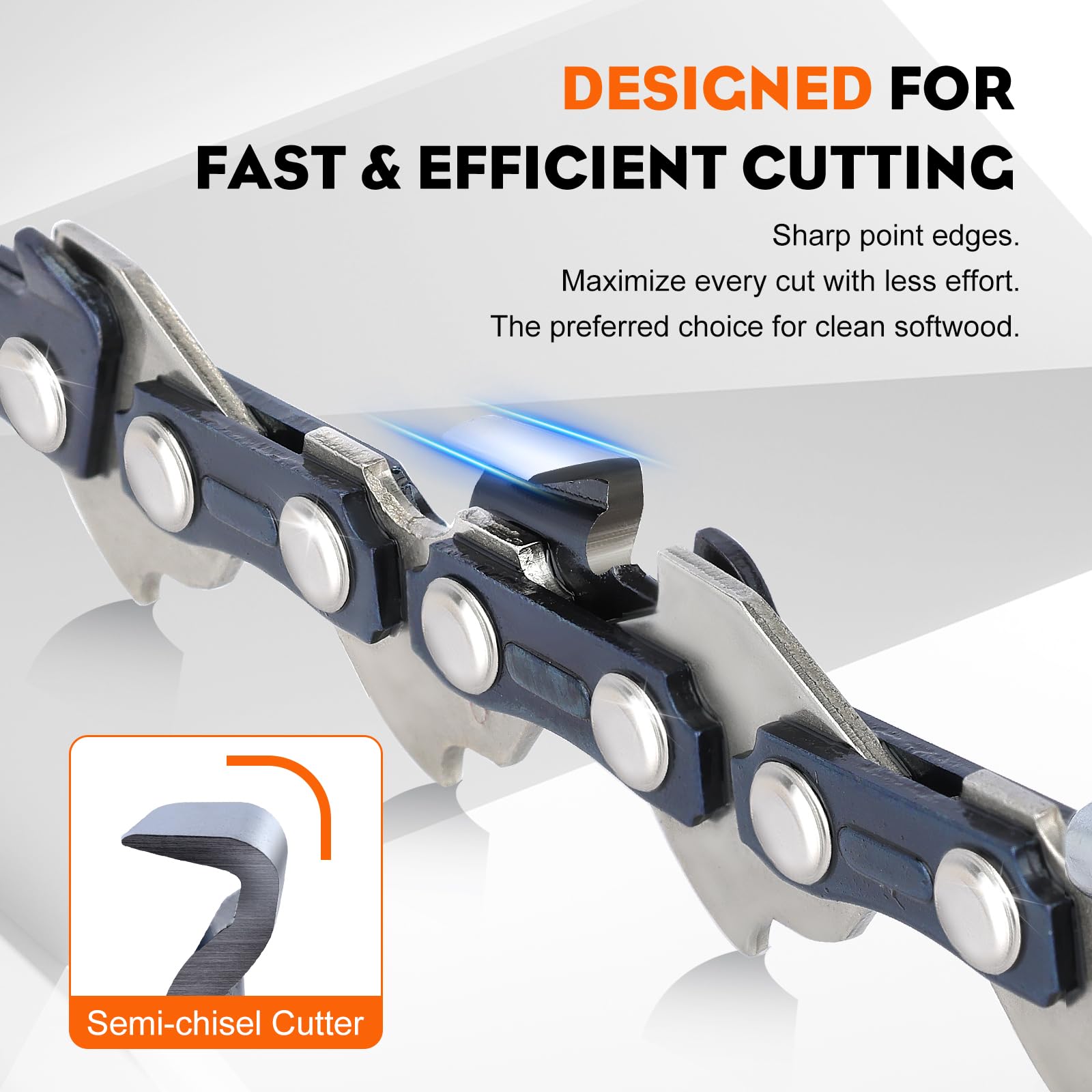 Hipa 2 Pack PS720 8 Inch Pole Saw Chain 3/8" LP Pitch .043" Gauge 34DL for Worx WG310 De-walt DCPS620 R34 Trimmer Plus PS720 Electric Pole Saw Chainsaw Chain Replacement - Image 3