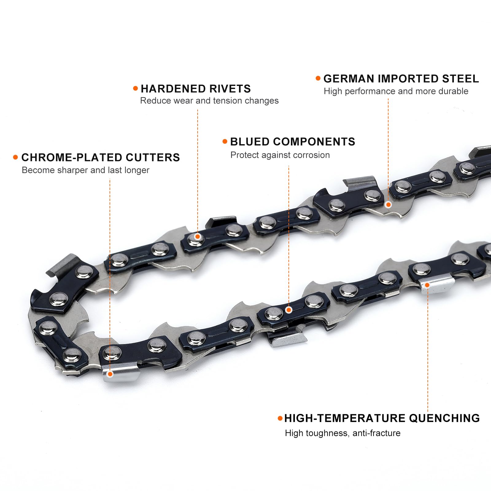 Hipa 2 Pack PS720 8 Inch Pole Saw Chain 3/8" LP Pitch .043" Gauge 34DL for Worx WG310 De-walt DCPS620 R34 Trimmer Plus PS720 Electric Pole Saw Chainsaw Chain Replacement - Image 4