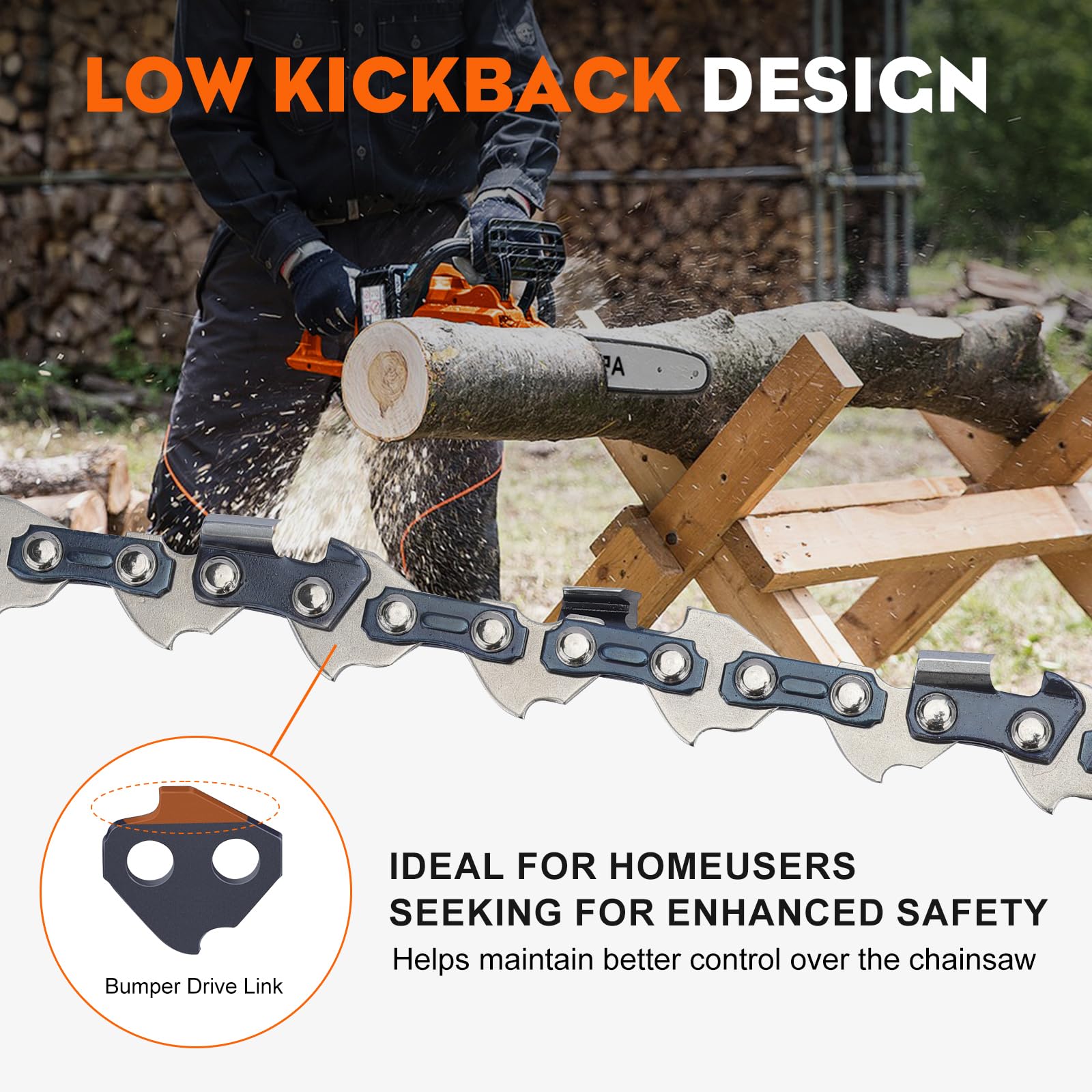 Hipa 2 Pack PS720 8 Inch Pole Saw Chain 3/8" LP Pitch .043" Gauge 34DL for Worx WG310 De-walt DCPS620 R34 Trimmer Plus PS720 Electric Pole Saw Chainsaw Chain Replacement - Image 5