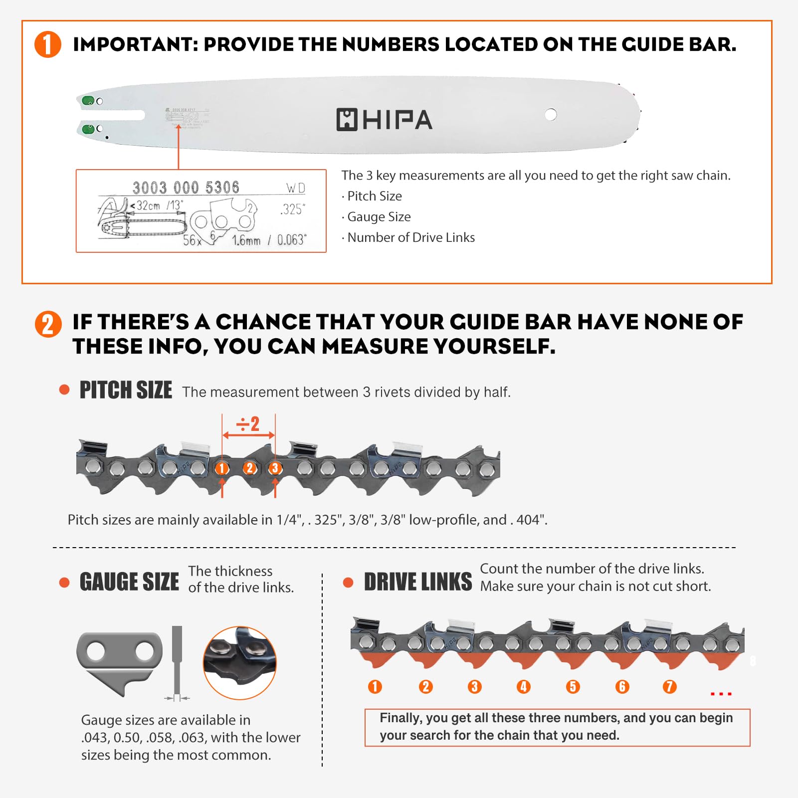 Hipa 2 Pack PS720 8 Inch Pole Saw Chain 3/8" LP Pitch .043" Gauge 34DL for Worx WG310 De-walt DCPS620 R34 Trimmer Plus PS720 Electric Pole Saw Chainsaw Chain Replacement - Image 8