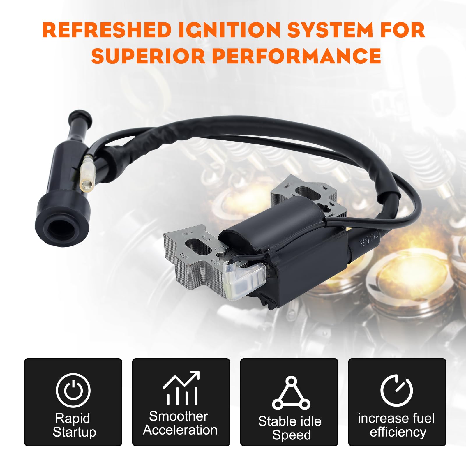 Hipa 212 Ignition Coil for Predator 212CC 224CC Honda GX160 GX120 GX140 GX200 5.5hp 6.5hp Coleman BT200X CT200U CT200U-EX 196CC Engine Replaces 30500-ZE1-073 - Image 3