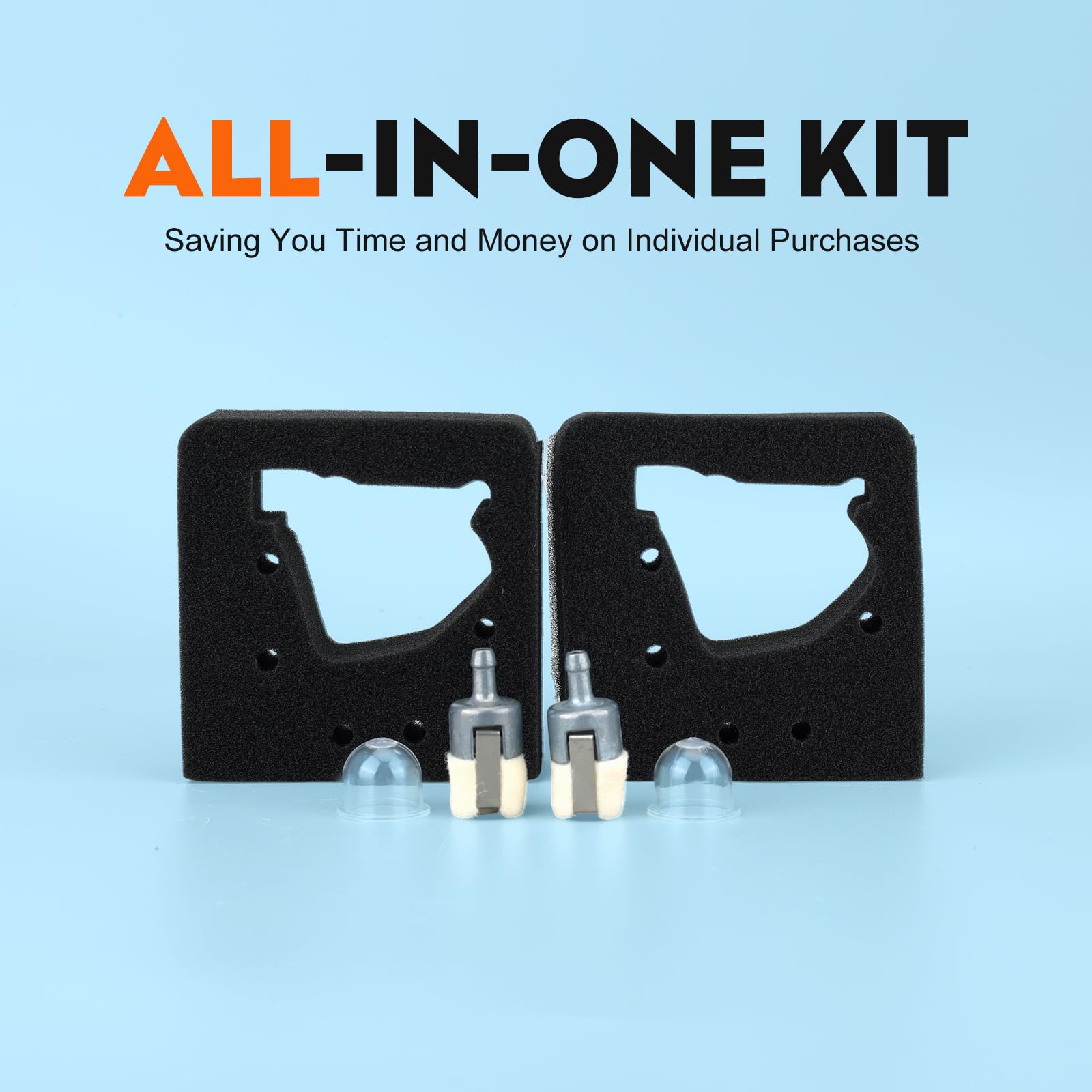 Hipa 2PCS 17211-ZM3-800 Air Filter for Honda GX22 GX31 Engine FG100 Tiller Cultivator w Primer Bulb Fuel Filter - Image 3