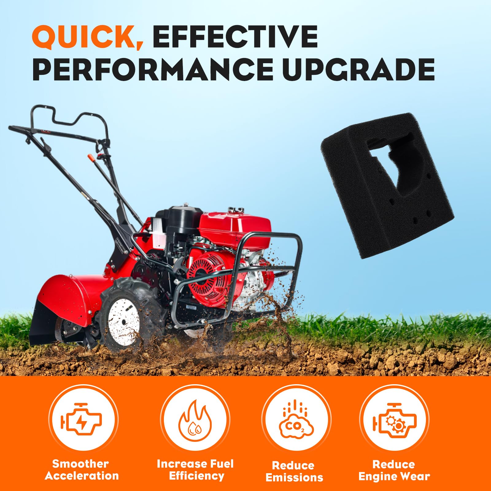 Hipa 2PCS 17211-ZM3-800 Air Filter for Honda GX22 GX31 Engine FG100 Tiller Cultivator w Primer Bulb Fuel Filter - Image 6