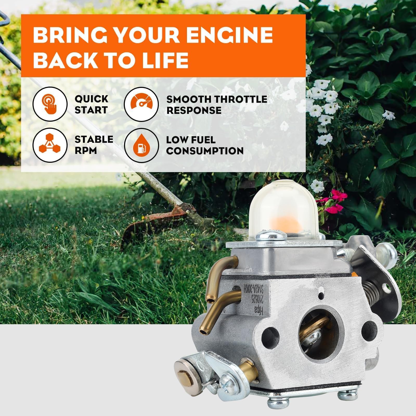 Hipa 308054043 CS26 SS26 Carburetor for Ryobi Homelite SS30 CS30 EX26 BC30 26cc TP30 SX135 25cc RY09050 TP26 30cc Trimmer Leaf Blower Replace 308054013 309368003 308054077 308054003 C1U-H60 - Image 4