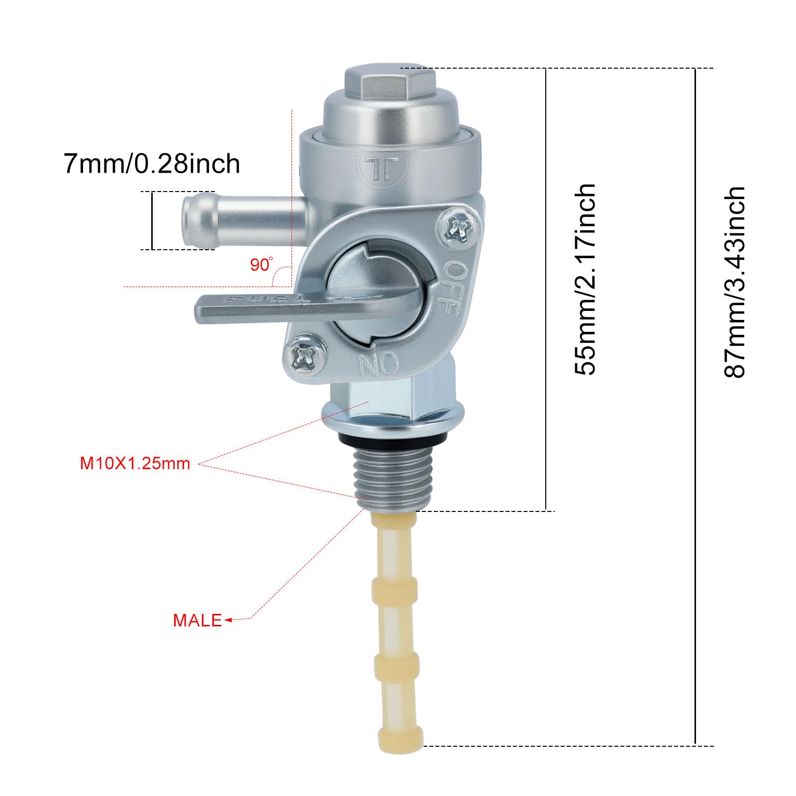 Hipa 310573GS Fuel Valve M10*1.25 Petcock Fuel Tank Shut Off Valve Replace for Brigs Straton 189133GS Generator Fuel Valve - Image 3