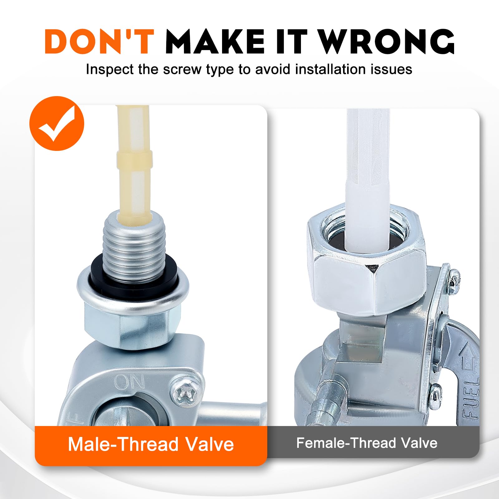 Hipa 310573GS Fuel Valve M10*1.25 Petcock Fuel Tank Shut Off Valve Replace for Brigs Straton 189133GS Generator Fuel Valve - Image 6