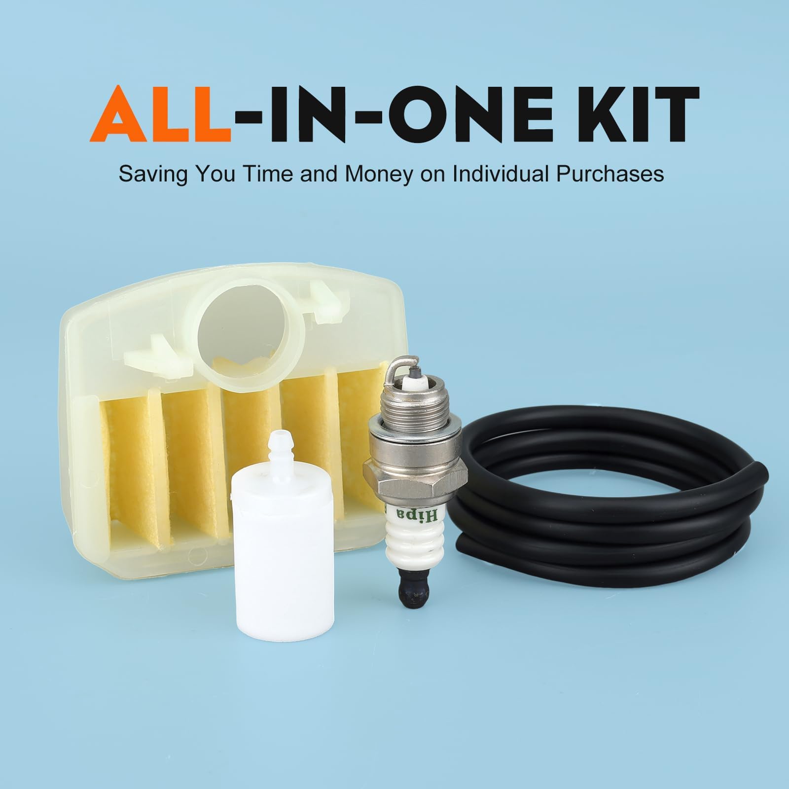 Hipa 350 Chainsaw Air Fuel Filter Line Kit for Hus-qvarna 340 345 346XP 350 351 353 Chainsaw Model Parts Air Filter Replace 5370240-03 with Spark Plug - Image 3