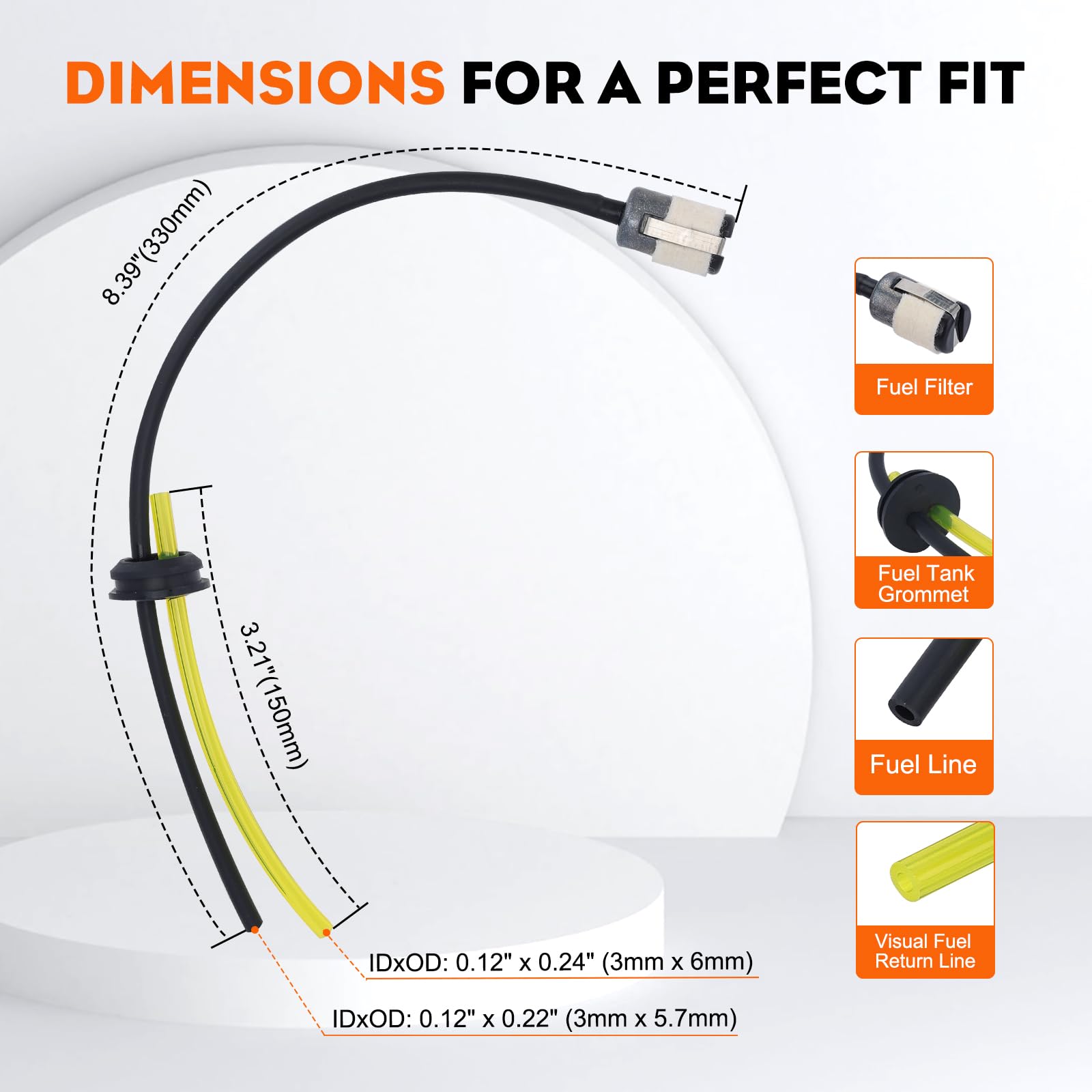 Hipa 4141 358 0800 Fuel Line 2 Hole Grommet Assembly Kit for Husqvarna 350BT 150BT RedMax EBZ8000 EBZ8500 Blower STIHL FS83 FC83 FS73 FC73 HT7 Trimmer Fuel Line Kit for #581493301 579138304 579138306 - Image 3