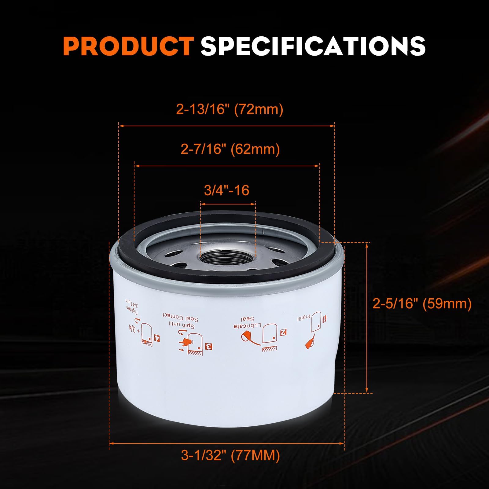 Hipa 49065-7007 Oil Filter Replace for Kawasaki 492932S 696854 49065-0721 FR600V FR691V FR651V FR730V FS730V FS651V FS600V FR541V FX600V FX730V FS481V 4 Cycle Engine 691035 Fuel Filter (Pack of 2) - Image 7