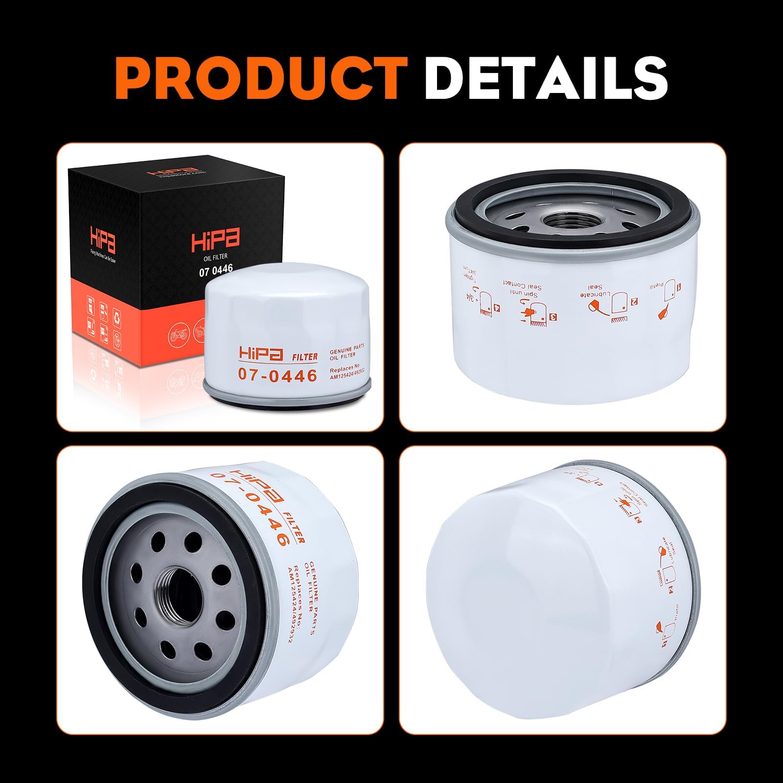 Hipa 49065-7007 Oil Filter Replace for Kawasaki 492932S 696854 49065-0721 FR600V FR691V FR651V FR730V FS730V FS651V FS600V FR541V FX600V FX730V FS481V 4 Cycle Engine 691035 Fuel Filter (Pack of 2) - Image 9