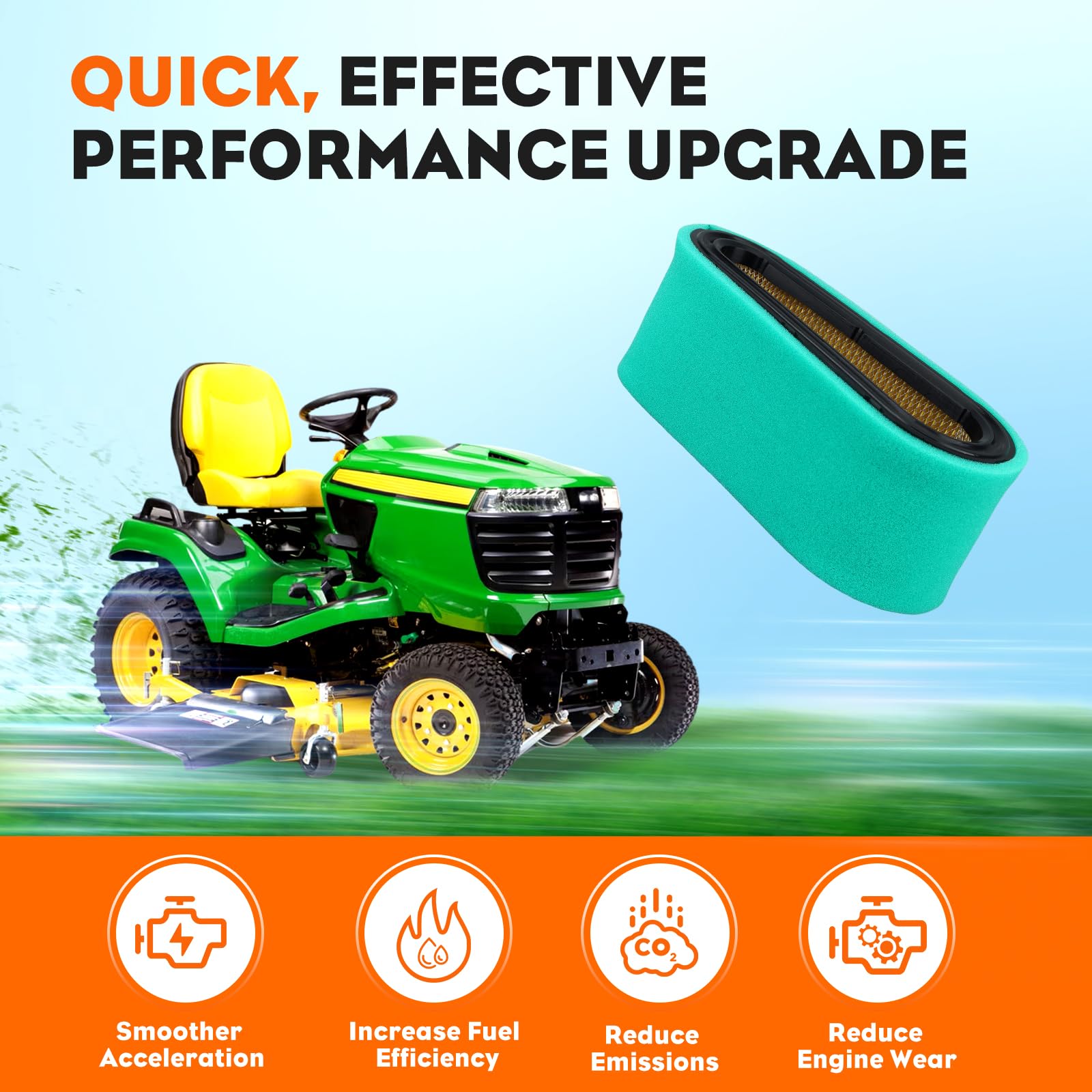 HIPA 2 Pack 496894 493909 Air Filter for brigs straton 496894S 496894 5053B 5053D 5053K with 272403S 272403 4142 Pre Filter, Fits John Deree 12.5-17 HP Craftsman 24151 Lawn Mower Air Cleaner - Image 7