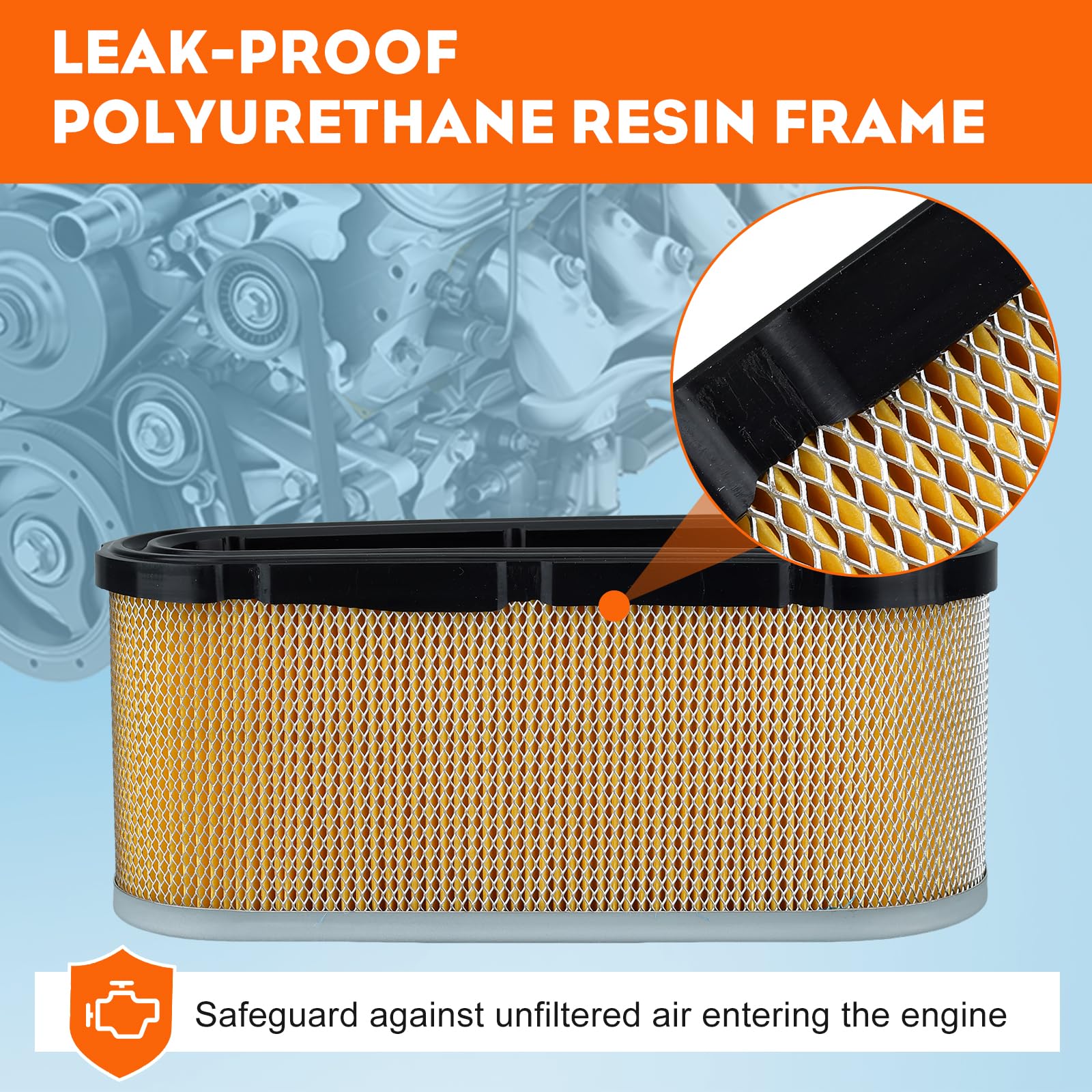 HIPA 2 Pack 496894 493909 Air Filter for brigs straton 496894S 496894 5053B 5053D 5053K with 272403S 272403 4142 Pre Filter, Fits John Deree 12.5-17 HP Craftsman 24151 Lawn Mower Air Cleaner - Image 8