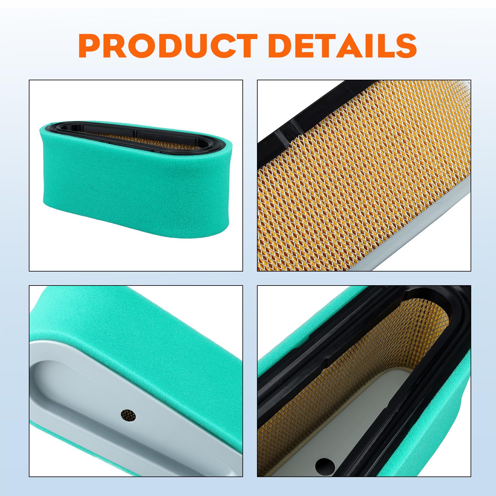 HIPA 2 Pack 496894 493909 Air Filter for brigs straton 496894S 496894 5053B 5053D 5053K with 272403S 272403 4142 Pre Filter, Fits John Deree 12.5-17 HP Craftsman 24151 Lawn Mower Air Cleaner - Image 5