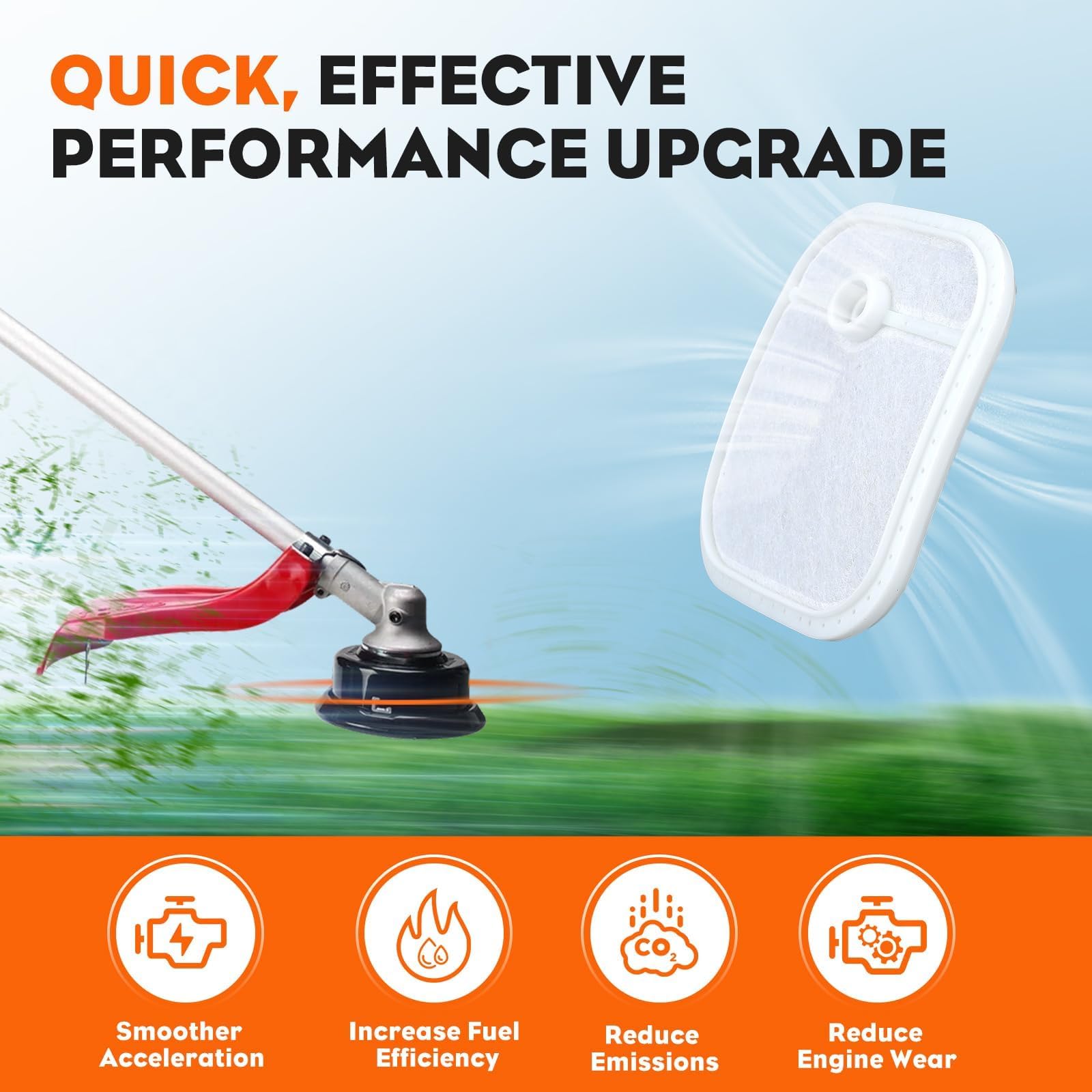 Hipa 528074701 BCZ2660TS Air Filter for RedMax BCZ230TS BCZ3060TS HTZ2460 BCZ2460S BCZ2650S BCZ3050S CHTZ2460 BCZ2450S Red Max Trimmer Brushcutter Replace 587930701 with Spark Plug Primer Bulb - Image 5