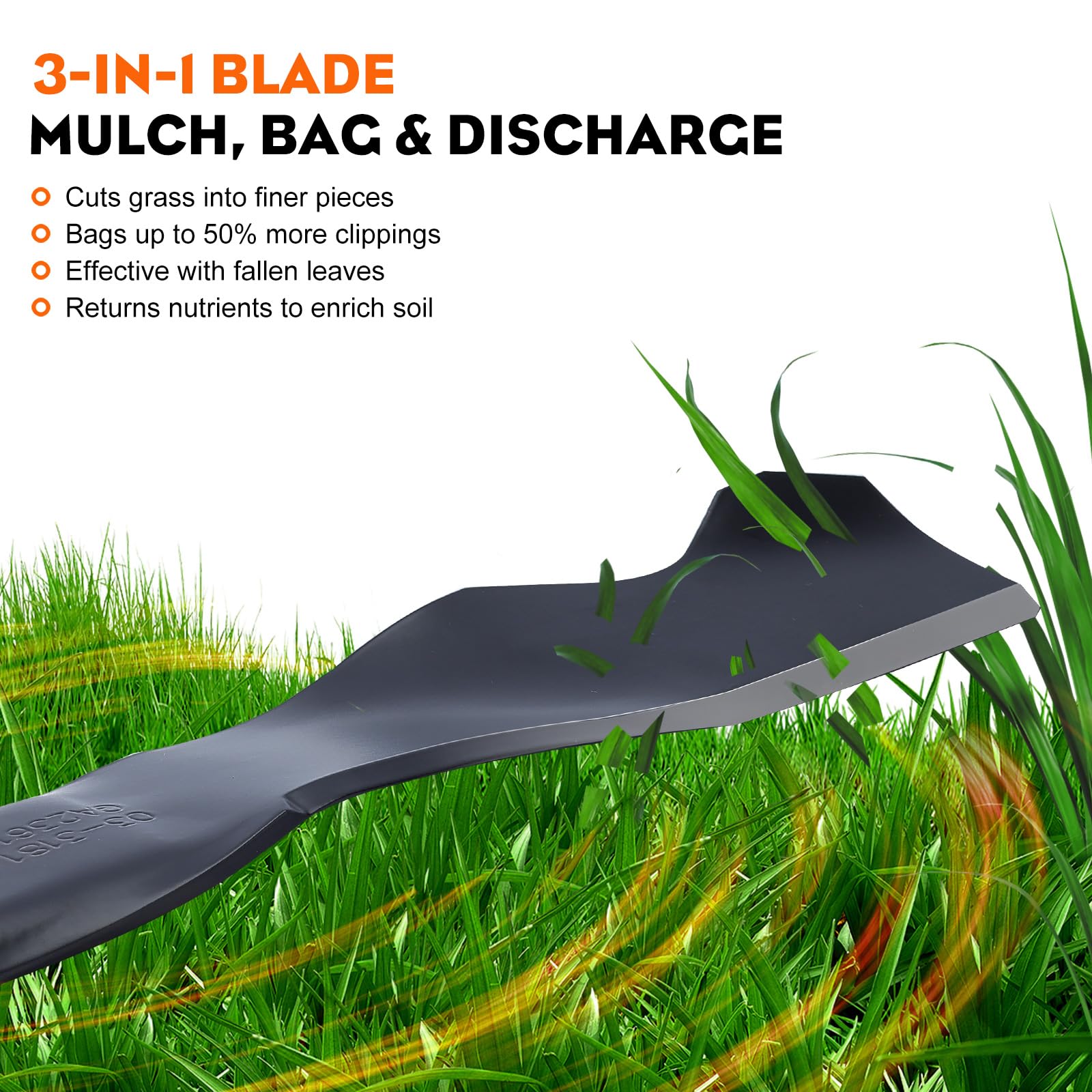 Hipa 942-0741A Mulching Blade for Troy Bilt 21 inch Lawn Mower, TB110 TB240 TB230 TB130 Lawn Tractor,Craftsman Yard Machine MTD Murray 21 inch Deck Riding Mower (After 1995) - Image 3