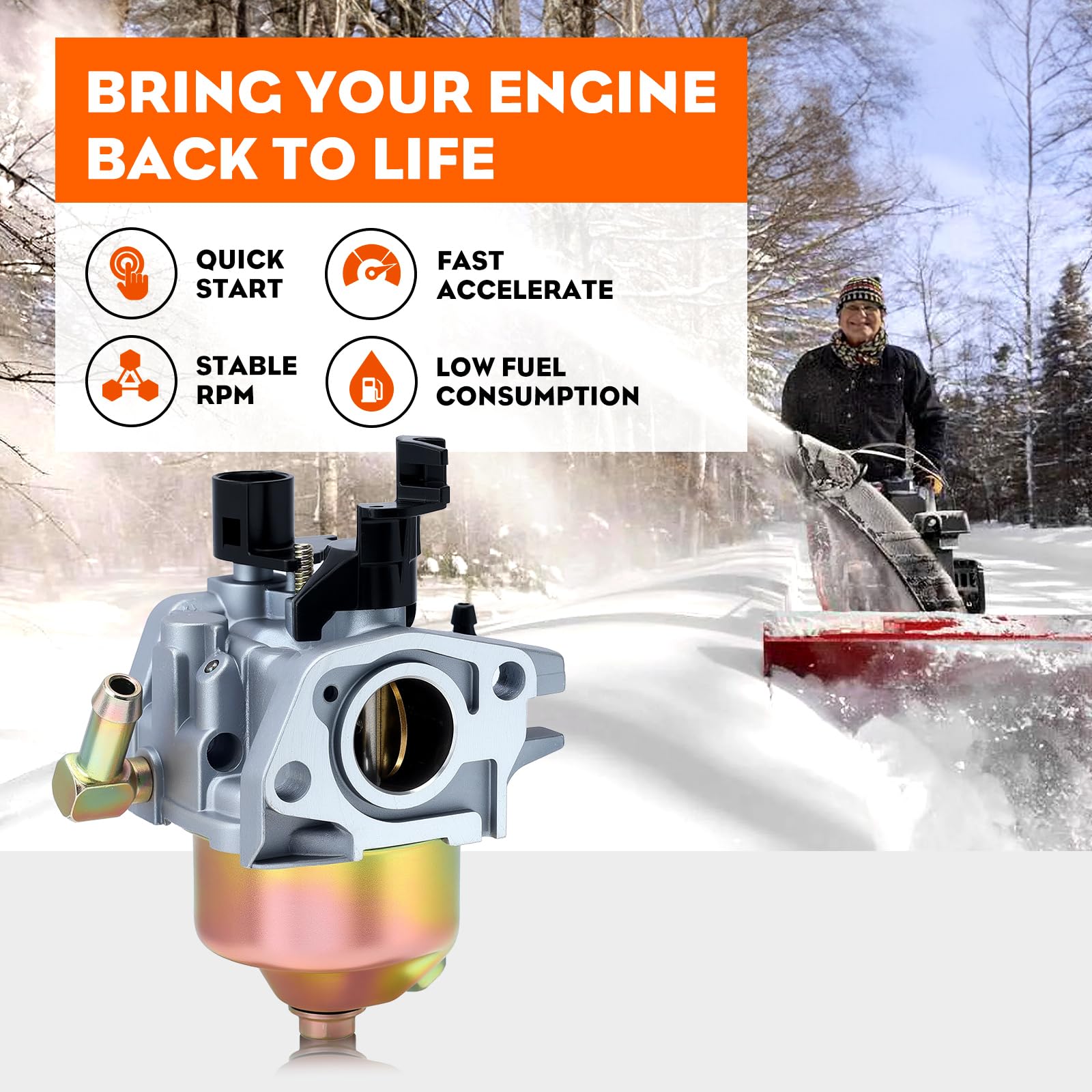 Hipa 951-05444 Carburetor Kit for Huayi 170SD 175SC Troy Bilt MTD Cub Cade 675-WU 243CC Snow Blower Thrower Engine Models 651-05444 Carb - Image 6