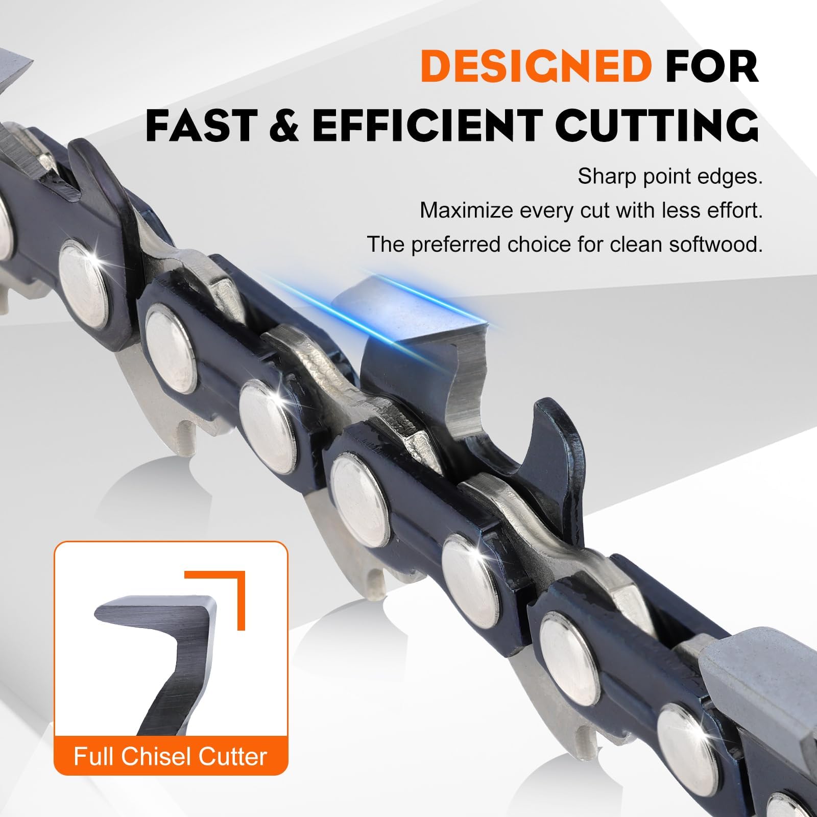 Hipa CS-590 20 Inch Chainsaw Chain for Echo CS-590 timberwolf Poulan PR5020 Chainsaw, Replace 72LPX070G, E70, McCulloch and more- Pitch: 3/8", Gauge .050", 70DL Full Chisel (2 Chains) - Image 3