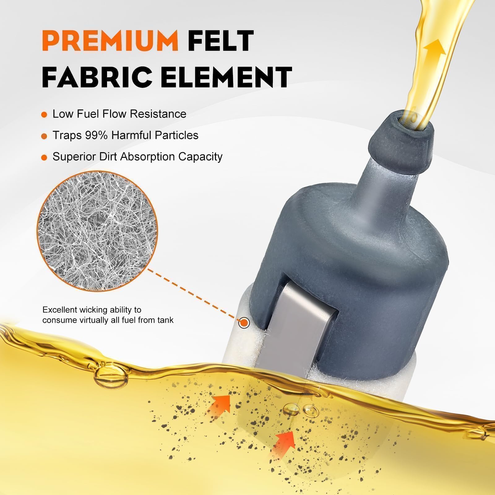 HIPA Echo SRM 225 Fuel Filter +537052301 Fuel Line Hose Tube for Husqvrna HON-DA GX22 GX25 GX31 GX35 Rototiller String Trimmer Blower Brush Cutter Tune Up Kit with Wabro Primer Bulb 188-12 188-12-1 - Image 5