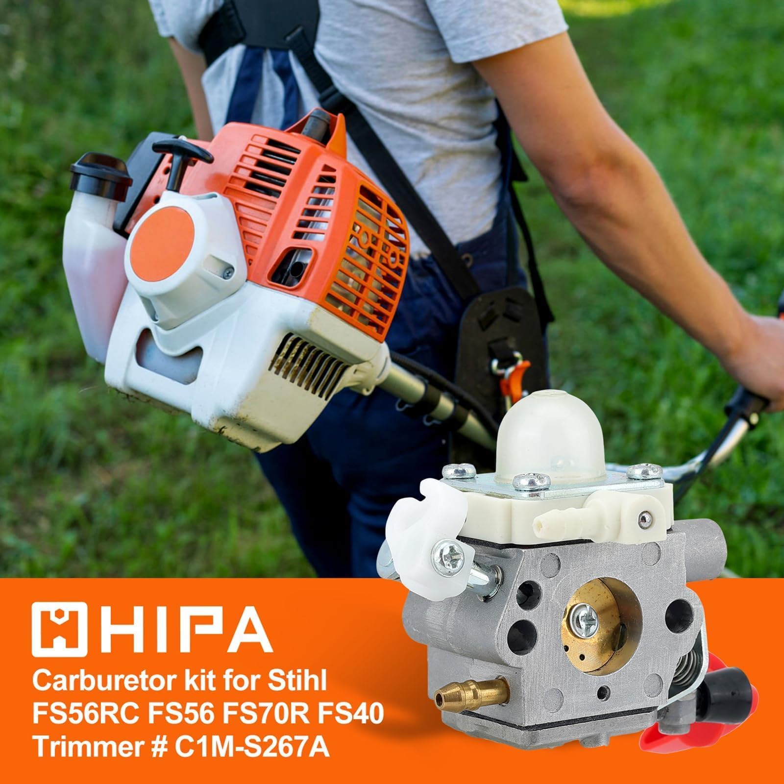 Hipa FS56RC Carburetor for Stihl FS 56 RC FS70R FS56 KM56RC FS70 FS70RC FS56C FC70 HT56C KM56 FC56 FS50 HL56K HT56 FS56R FS70C KN56 KM56C Trimmer Brushcutter Replace 4144 120 0608 C1M-S267A - Image 3