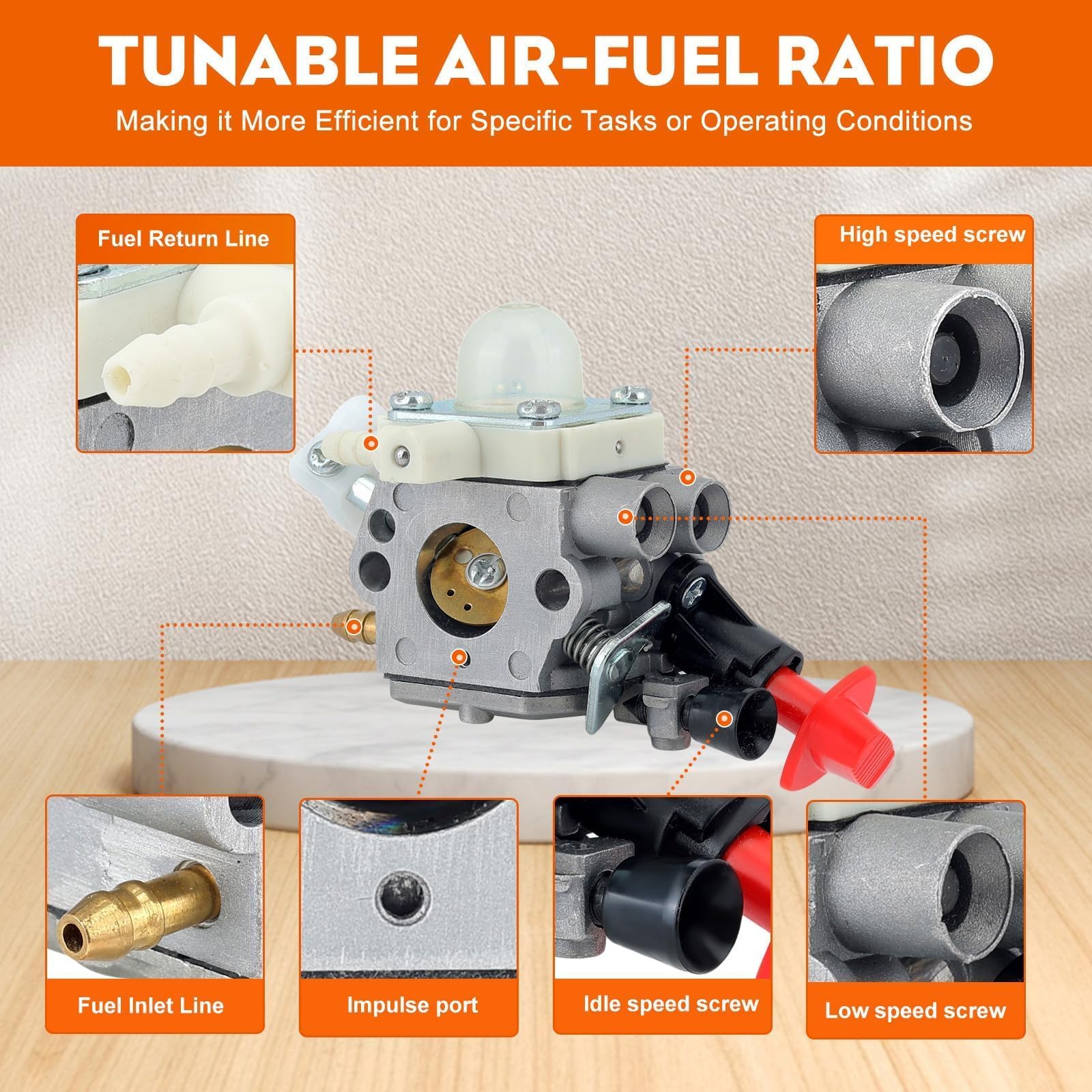 Hipa FS56RC Carburetor for Stihl FS 56 RC FS70R FS56 KM56RC FS70 FS70RC FS56C FC70 HT56C KM56 FC56 FS50 HL56K HT56 FS56R FS70C KN56 KM56C Trimmer Brushcutter Replace 4144 120 0608 C1M-S267A - Image 8