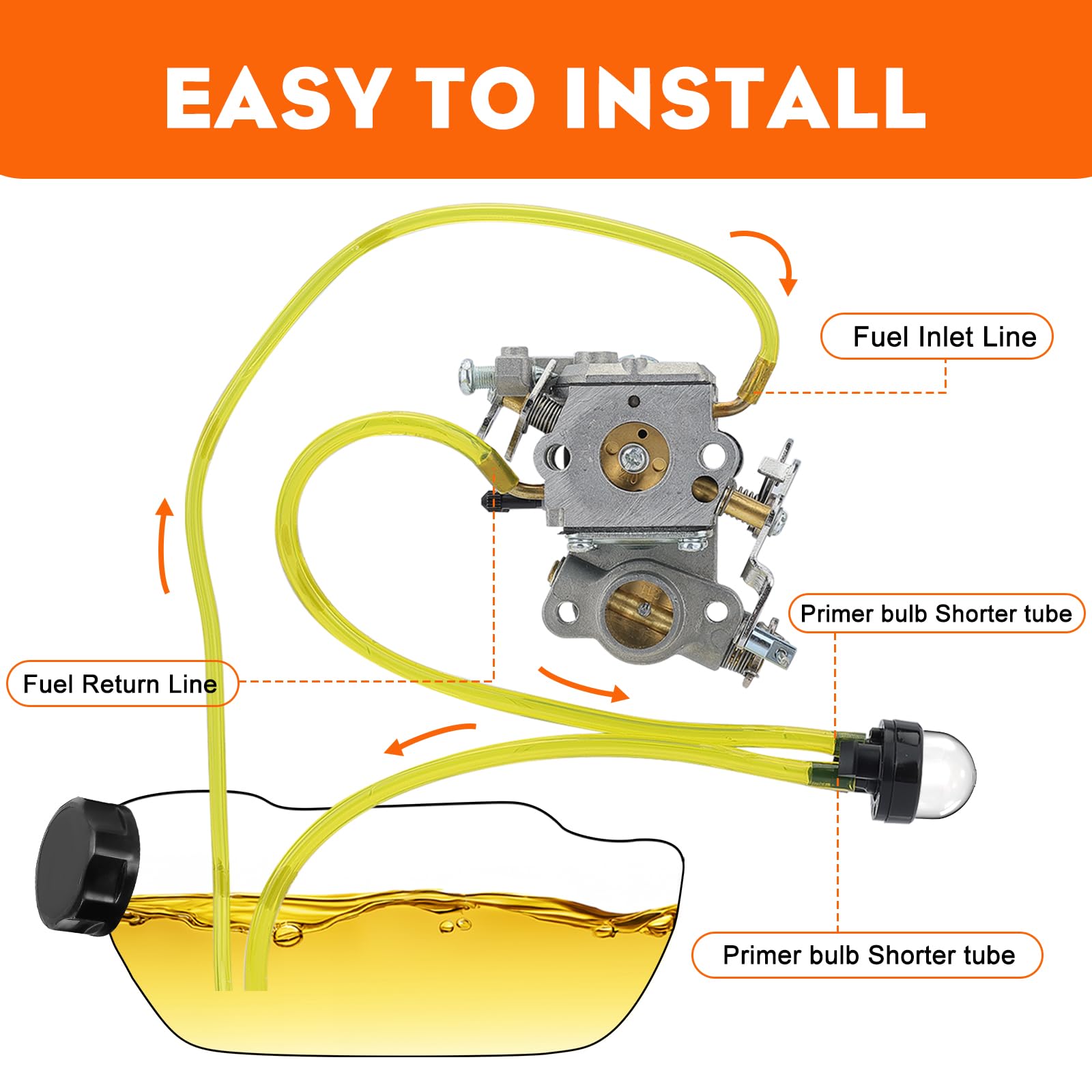 Hipa Fuel Line with Primer Bulb for Husqvarna Chainsaw 235 236 240 340 345 350 353 440 445 450 460 Trimmer Weedeater 123L 225 232L 227L 240L 322L 323 325 326 125B 125BVX Blower 503936601 - Image 8