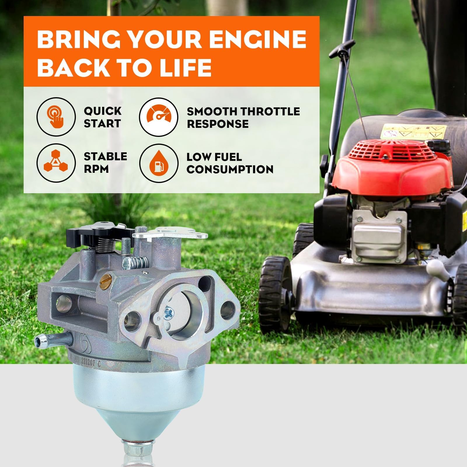 HIPA GCV190 HRX217 Carburetor for Honda GCV 190 GCV190LA GCV190A Engine HRX 217 HRB217 HRX217K1 HRX217K2 Lawn Mower Replace 16100-Z0Y-813 Pressure Washer - Image 3