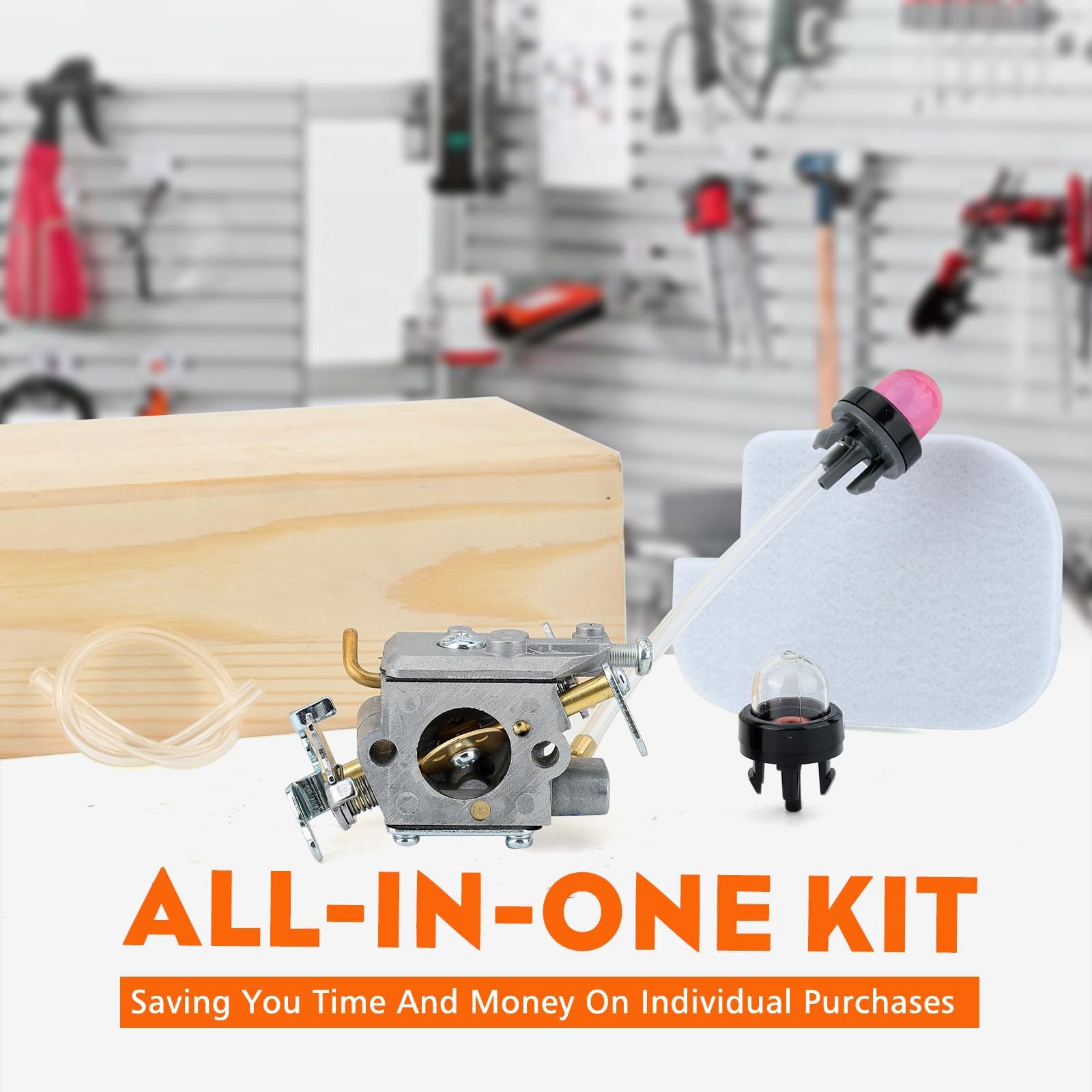 Hipa PR4218 Carburetor Fit for Poulan Husqvarna PL3314 PL3816 PR4016 PD4218 PD4016 Poulan Pro PR4218A 18" 42cc Chainsaw Model Replace 596786602 with Chainsaw Air Purge Primer Bulb - Image 3