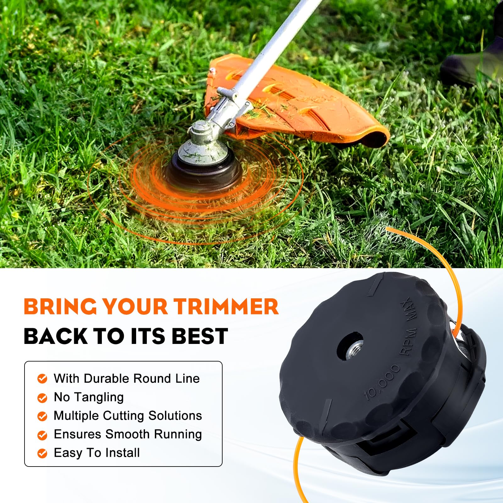 Hipa SRM 225 String Trimmer Head Compatible with Speed Feed 400 Echo SRM 210 SRM230 SRM225 SRM210 SRM2100 PAS210 PAS211 PAS225 PAS230 PAS260 Weedater Shiandaiwa T220 T222 T230 Trimmer 2Pack - Image 4