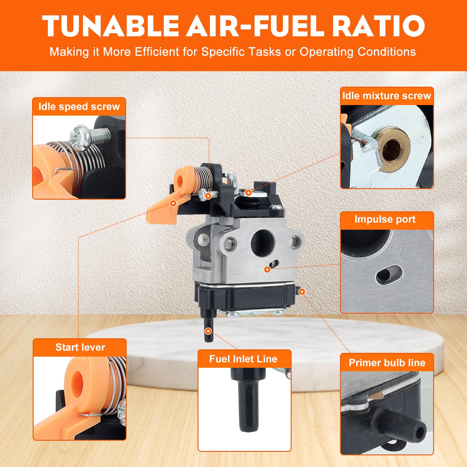 Hipa SS30 Carburetor Fit for Ryobi SS30 TP30 30cc 985893001 Engine Brush Cutter Trimmer WYC-9-1 P31 Carburetor with Primer Bulb Gasket Kit Parts - Image 6